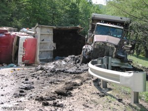 A fracking truck accident in Wetzel County, W.Va. Photo courtesy of Ed Wade Jr. and Wetzel County Action Group