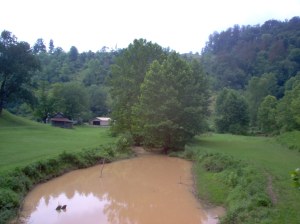 Meathouse Fork in Doddridge County with heavy sediment resulting from pipeline construction