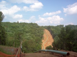 Stonewall Gathering Pipeline construction as seen from a hilltop in Doddridge County, W.Va.